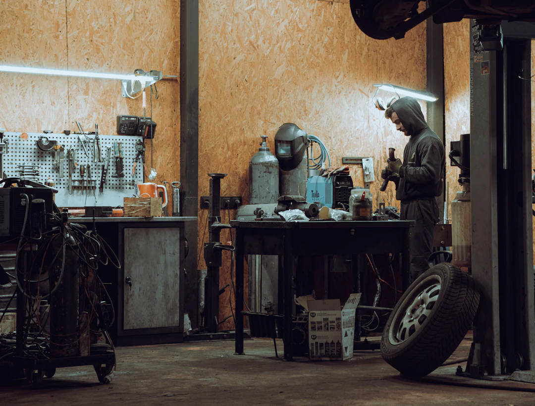 Mechanic working in an automotive workshop