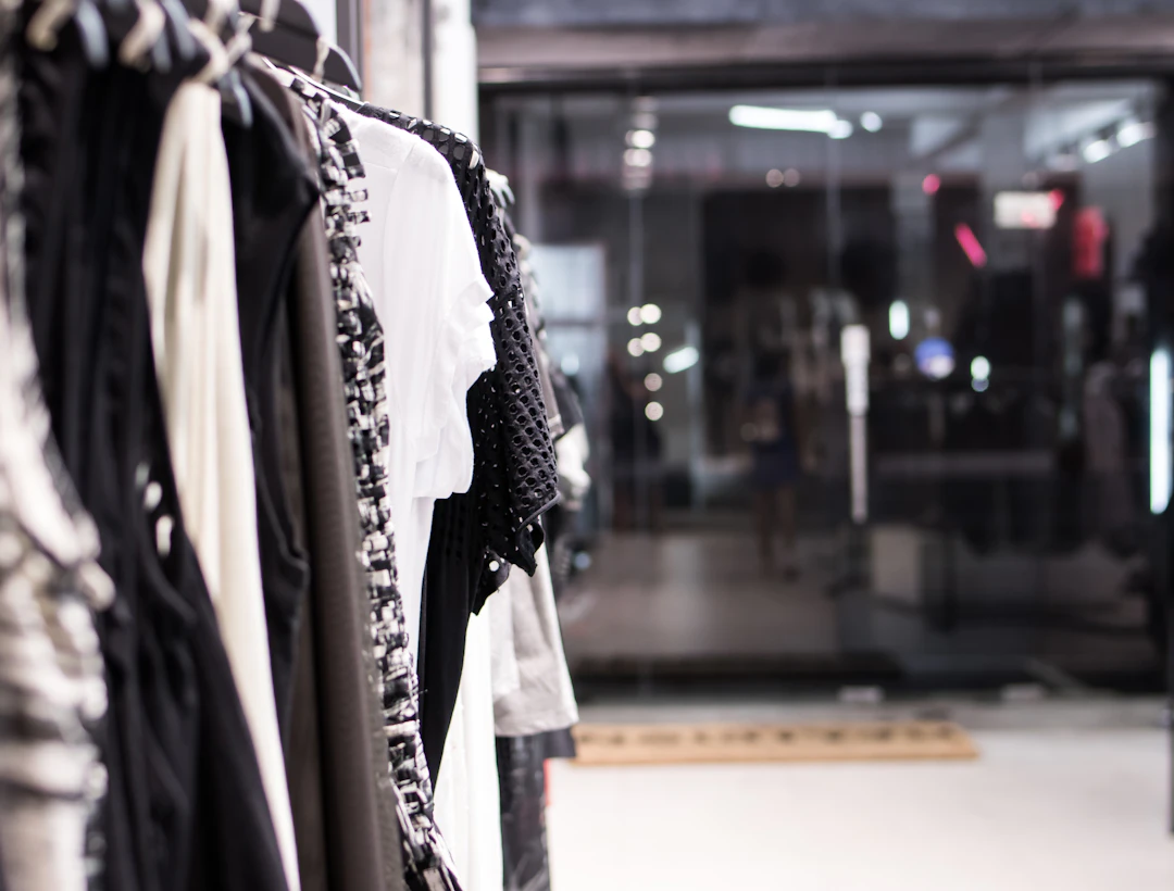 Clothing displayed in a retail shop